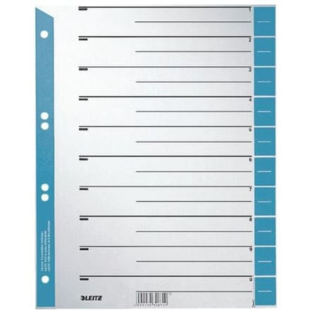 LEITZ® scheidingsbladen A4 1652, gebruik naar eigen inzicht, 25 stuks, lichtblauw