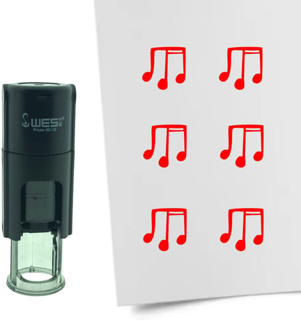 CombiCraft Stempel Muzieknoten 10mm rond - rode inkt
