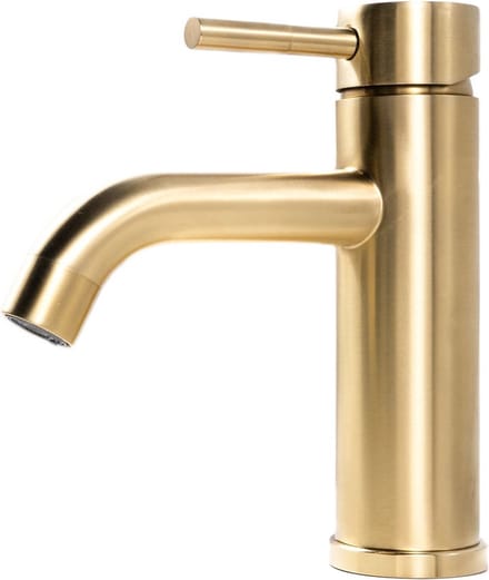 Sanetti Rocco - Wastafelkraan - Opbouw Laag Rond Geborsteld Goud 1 Greeps