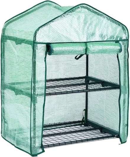 Mini Kas - Kleine Broeikas - Planten Beschermen - Roll-up Deur - 2 Verdiepingen - Wit