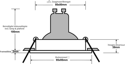 Spot Armatuur GU10 - Inbouw Vierkant - Mat Zwart/Wit - Aluminium - Kantelbaar - 93mm