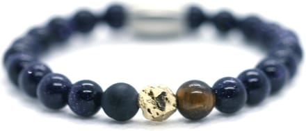 Heren armband blue goldmine - gold lava 8mm - IbizaMen