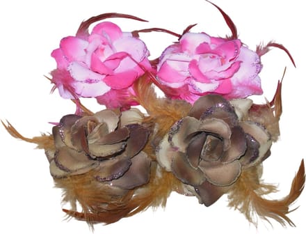 4x roosje groot met elastiek roze-bruin