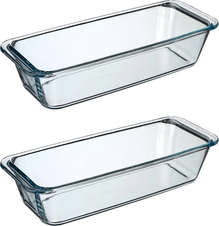 Secret de Gourmet Cake ovenschaal - 2x - rechthoek - Transparant glas - 31 x 12 cm