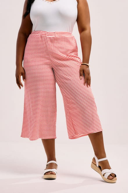 Yours Rode Gingham Getextureerde Midaxi Culottes Size 42