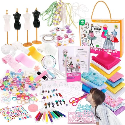 Modestudio Kit - Naaiset Creatief - Mode Ontwerpen - Inclusief 2 Mannequins - 345 Stukken - Multicolor