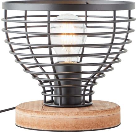Brilliant Avia - Tafellamp - E27 max 1x40W - Zwart/Houtkleur