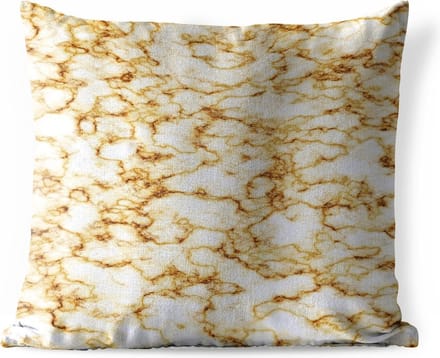 Sierkussen Buiten - Marmer - Wit - Bruin - 60x60 cm - Weerbestendig