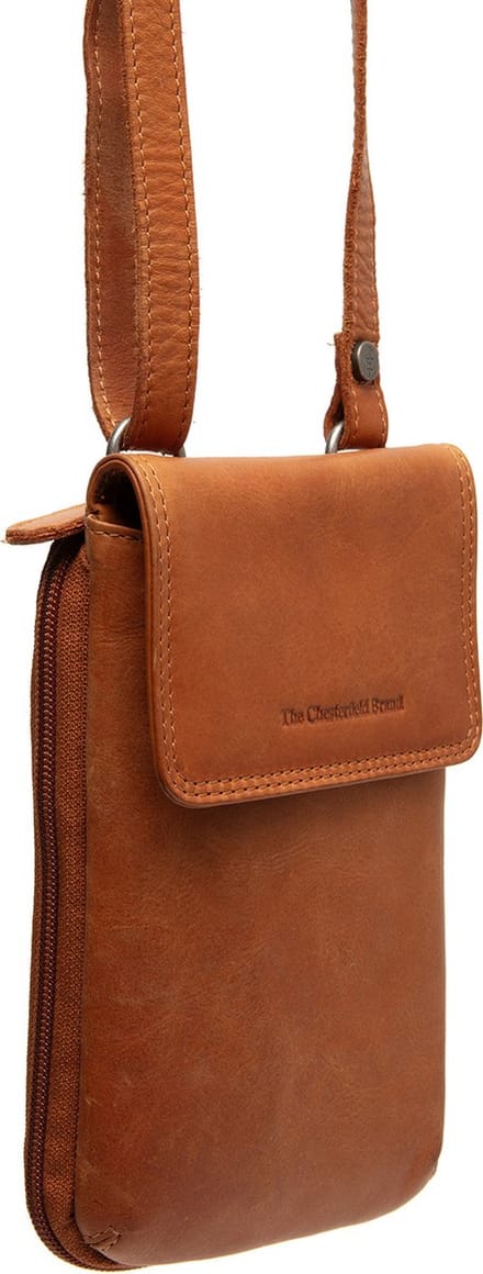 Chesterfield Langley Waxed Pull Up Telefoontasje - Cognac