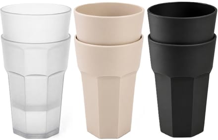 Plasticforte onbreekbare drinkglazen - 8x stuks - kunststof/plastic - mix van 3 kleuren - 521 ml - 13 cm