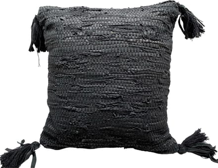 Rocaflor - kussen - zwart - leer - gerecycled - 45x45 cm