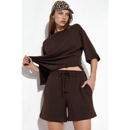 Middenhoog Taille Trekkoord Sweatshorts