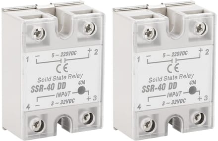 2 Stuks Solid State Relais DC naar DC 40A met Koellichaam Input 3-32V Output 5-220V