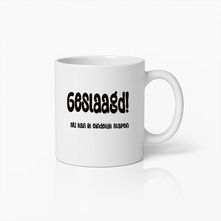 Geslaagd Viering Koffiemok – Eindelijk Tijd Om Te Ontspannen Cadeau
