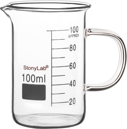 Glazen Beker - Met Handvat - Laboratorium Werk - Met Tuit - 100 ml - Transparant