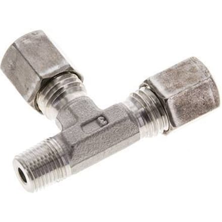 6L & M10x1 (con) RVS L-vorm Knelfitting Buitendraad 315bar ISO 8434-1