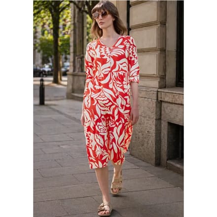 Midi-jurk met V-hals en print