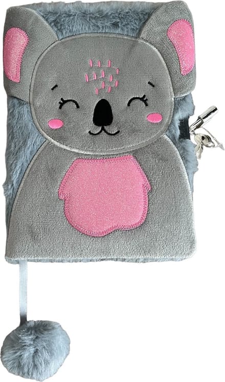 Paso dagboek – pluche – zacht - fluffy – 14x21cm - koalabeer