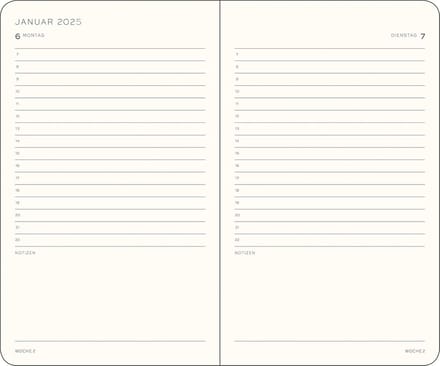 Pocket A6 Dagkalender 2025 - 12-Maanden Planner en Notitieboek