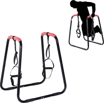 Dip Station - Training Station - Knee raise ab station - Push up grips - Zwart