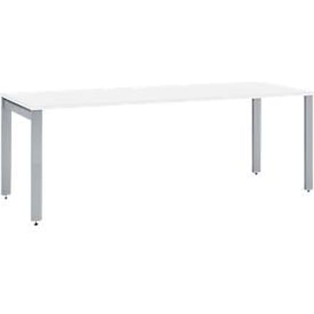 Schäfer Shop Select LOGIN bureau, 4-poot, B 1800 x D 800 x H 740 mm, wit/blank aluminium