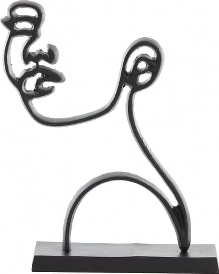 Light & Living Deco Beeld Face - Metaal - Zwart - 33x48x8 cm (BxHxD)