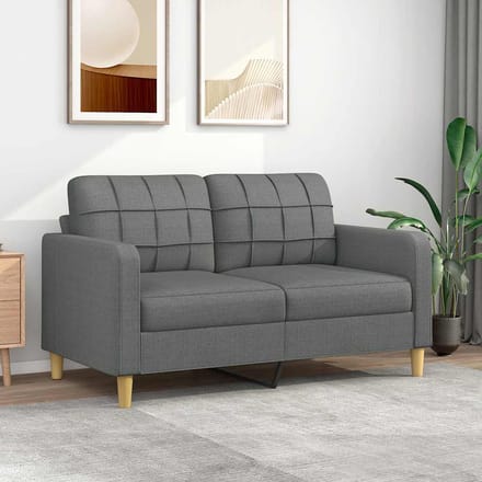 vidaXL - Tweezitsbank - 140 - cm - stof - donkergrijs