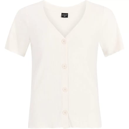 Protest PRTOval - T-shirt Dames - Korte mouwen - V hals - Knoopsluiting - Crème