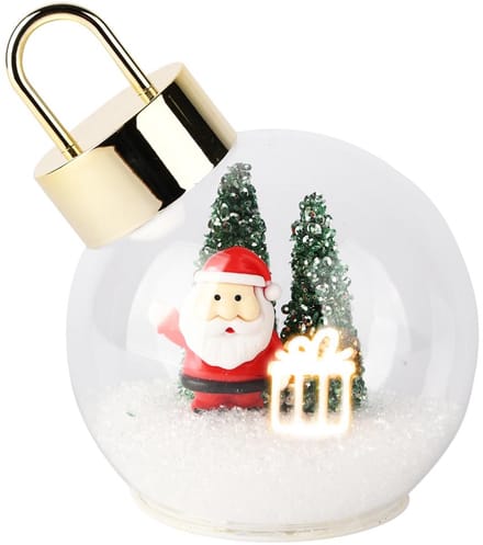 Dekoratief | Globe kerstbal m/santa, transparant, glas, LED, 12x12x15cm | A255292
