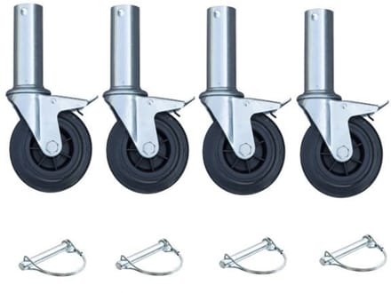 Set van 4 stuks rubberen steigerwielen - 125mm - 120 kg