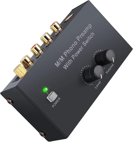 Mini Phono Voorversterker Stereo Met Volumeregeling - Laag Ruis, RCA In/Uit