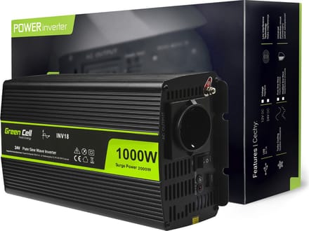 Voltage Auto Omvormer 24V naar 230V, 1000W zuivere sinus golf.