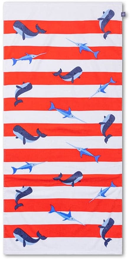 Swim Essentials - strandlaken - 135 x 65 cm- handdoek - Gestreept - 100% katoen - Rood/Wit