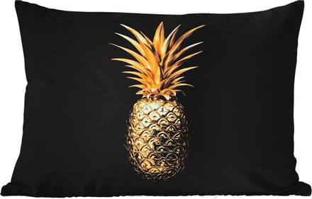 Buitenkussens - Ananas - Zwart - Goud - Luxe - 60x40 cm - Weerbestendig