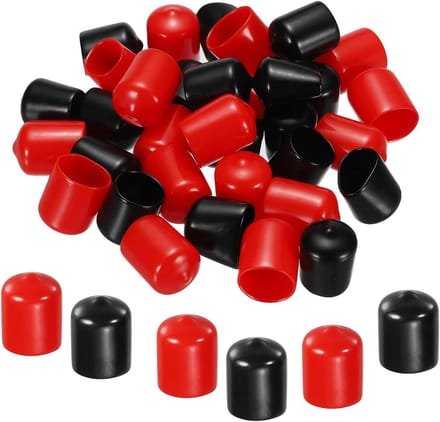Rubberen Eindkappen Assortiment 20 stuks 16 mm Vinyl Beschermdoppen Zwart Rood