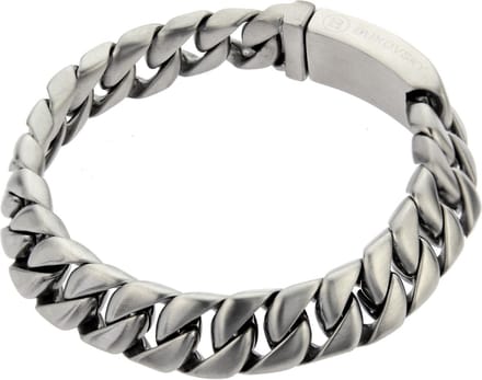 Bukovsky - Geborstelde Stalen Heren Armband - "Force Extra Small" - 23 cm - Extra Lang - Gourmette Schakels - Mat - Rvs - 316L Stainless Steel