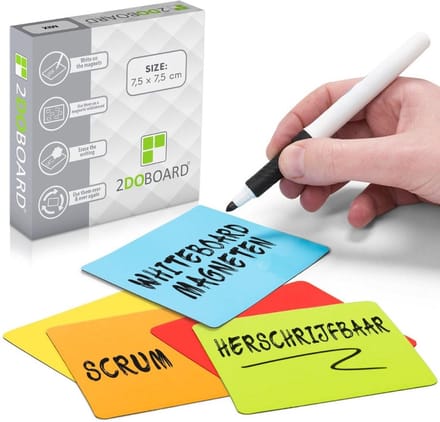 25 Scrum Whiteboard Magneten 7,5 x 7,5 cm Herschrijfbaar Mix - 5 Kleuren - Agile - Lean