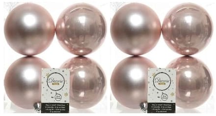 Decoris Kerstballen - 8x st - lichtroze - 10 cm - kunststof - kerstversiering
