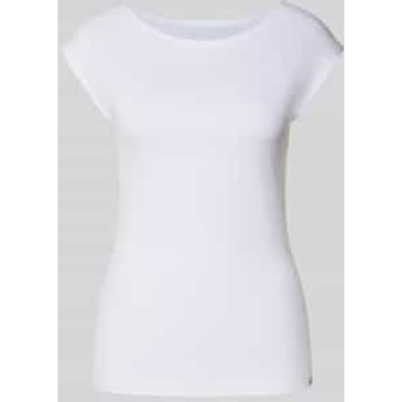 T-shirt met boothals en labeldetail