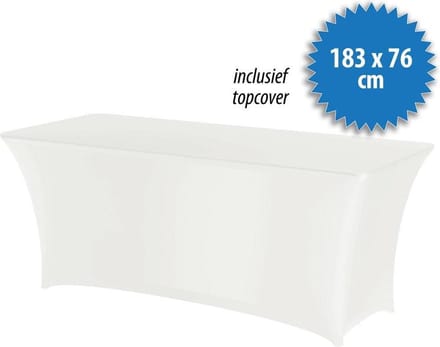 Tafelrok Stretch 183 bij 76 cm, kleur wit