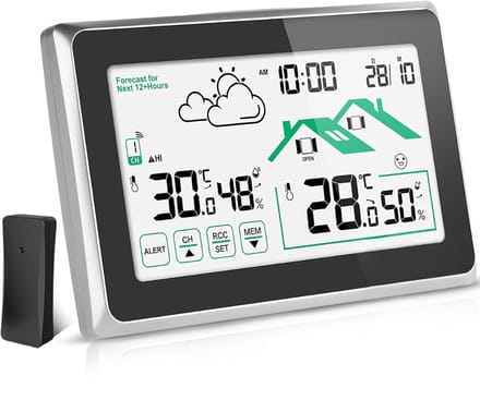 CRLYN® Weerstations - Weerstation Met Buitensensor - Weerstation Met Buitensensor - Weerstation Draadloos Binnen Buiten - Wit