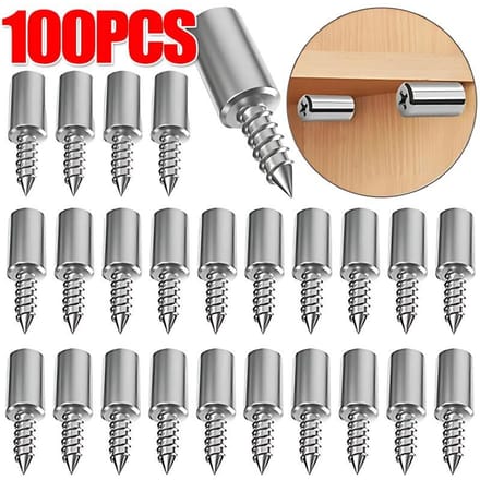 100 stuks zelftappende schroef laagplaathouder kledingkast septumbeugels vaste schroef planksteun pennen met antislip huls 100pcs