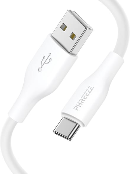 Usb A naar usb C kabel 1m - Soepel tpe - Oplaadkabel usb C - Usb usb C kabel - Wit - Phreeze