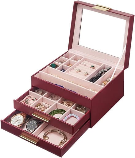 Sieradendoos - Juwelendoos Organizer - Sieraden Opbergen - 3 Lagen Met Laden - 23 x 20 x 13cm - C