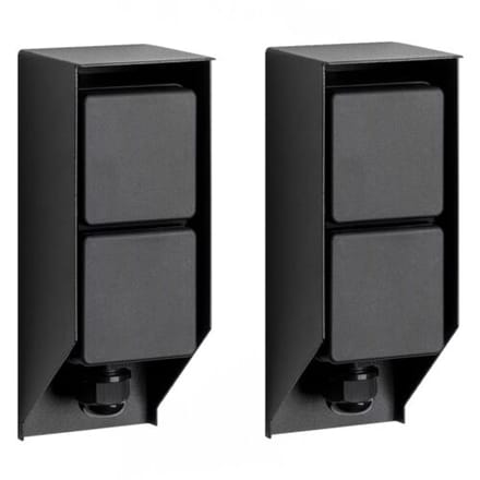 KS Verlichting Set van 2 Tuinstopcontact Double Wall Buitenstopcontact Zwart