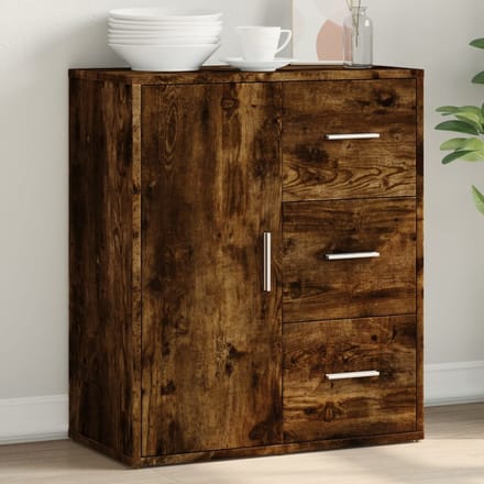 vidaXL - Dressoir - 60x31x70 - cm - bewerkt - hout - gerookt - eikenkleurig