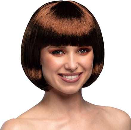 Boland - Pruik Cabaret chocoladebruin Bruin - Steil - Kort - Vrouwen - Can Can - Glitter and Glamour