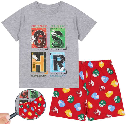 Harry Potter - Jongenspyjama met korte mouwen, grijs-rode zomer pyjama