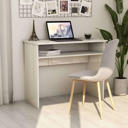 Bureau - Werkplek Tafel - Thuiswerken - Met Opbergplank - 90 x 50 cm - Wit