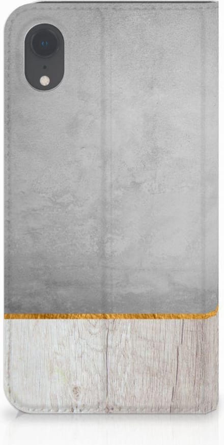 Apple iPhone Xr Book Wallet Case Wood Concrete